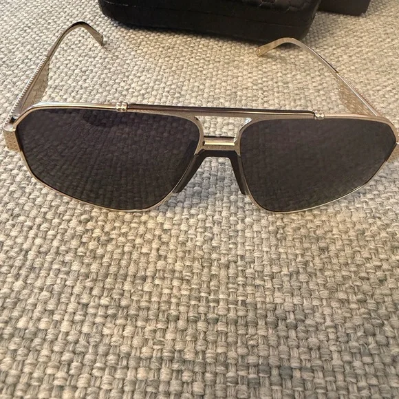 Philipp Plein Black Aviator Sunglasses